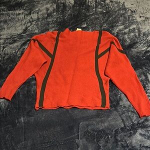 Chic Red Sweater with Black Accents